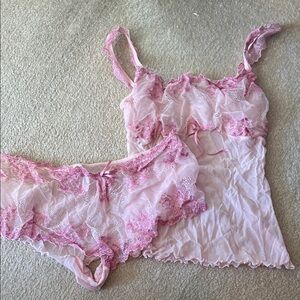 Pink Lace Camisole and Panty Set